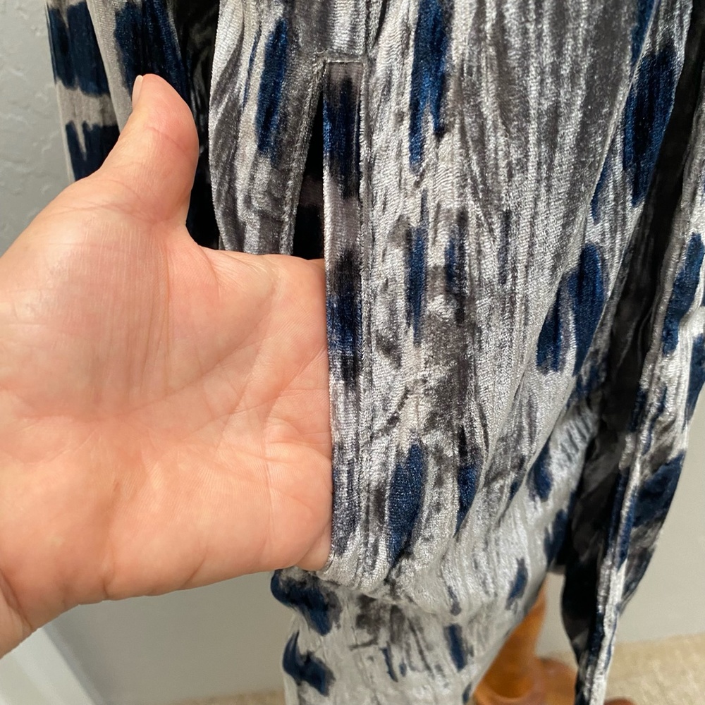 J Jill Velvet Open Jacket Blazer Kimono Nickel Blue Long Sleeve XS NWT - Picture 5 of 12